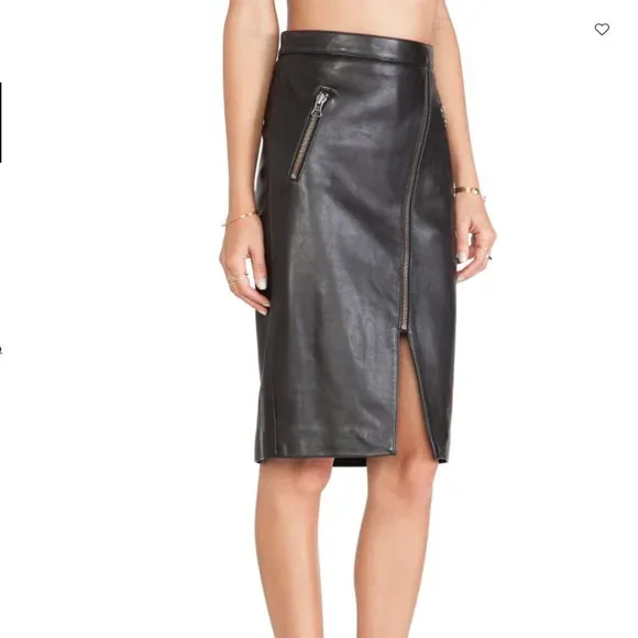 Mason Leather Black Pencil Skirt Zippers size 0 - Picture 2 of 14